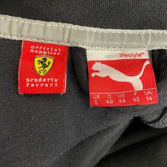 Puma Ferrari Asymmetrical Zip Moto Jacket Black Womens Size Large Racing - Picture 8 of 8